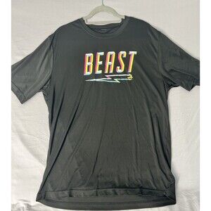 Mr BEAST T Shirt Athletic‎ Poly SHORT Sleeve Crew Neck Size Medium Men Black EUC